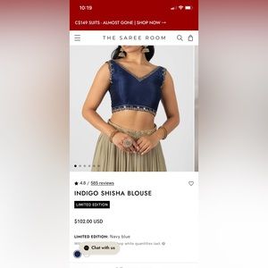 SAREE ROOM indigo shisha blouse small